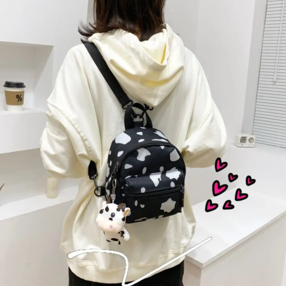 Large Capacity Women's Mini Backpack Shoulder Bag Ladies Handbag Female's Schoolbag Small Fashion Cow Spot Backpack Travel