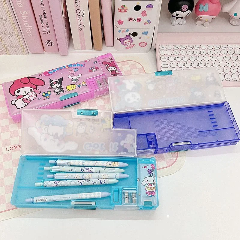 Sanrio Kawaii Cinnamoroll Stationery Box Kuromi My Melody Cartoon Cute Large Capacity Multi-functional Anime Pencil Case Gift