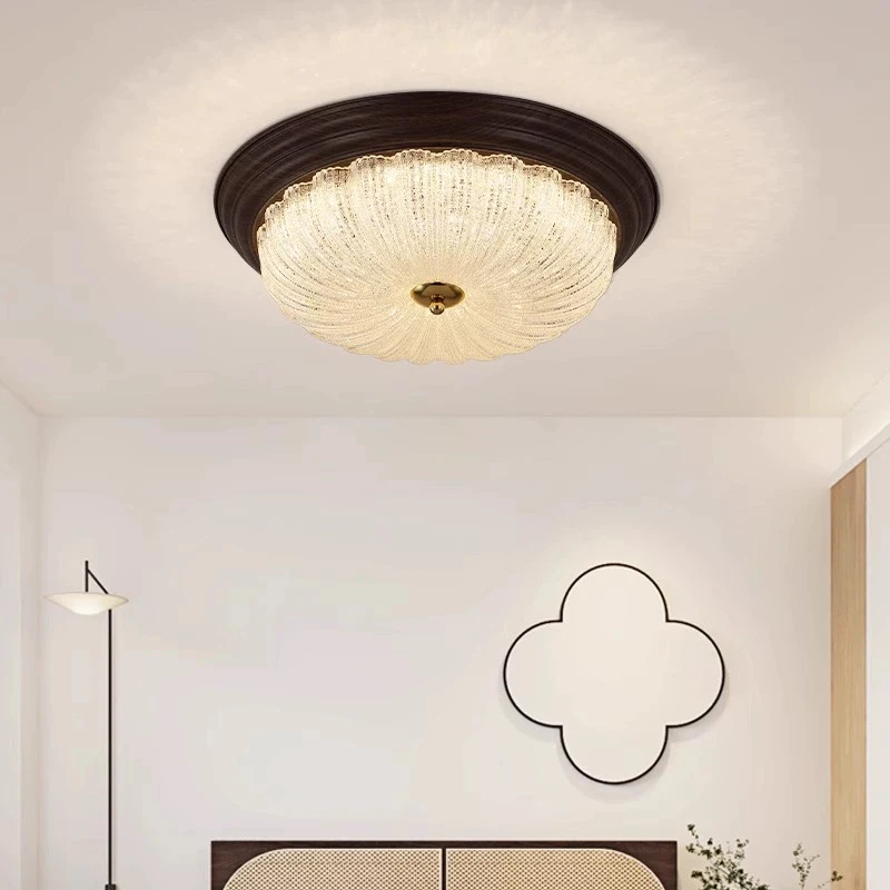 Retro Crystal Glass Flower Ceiling Lamps LED Bedroom Lamp Medieval American Home Decor Corridor Aisle Living Room Ceiling Lights