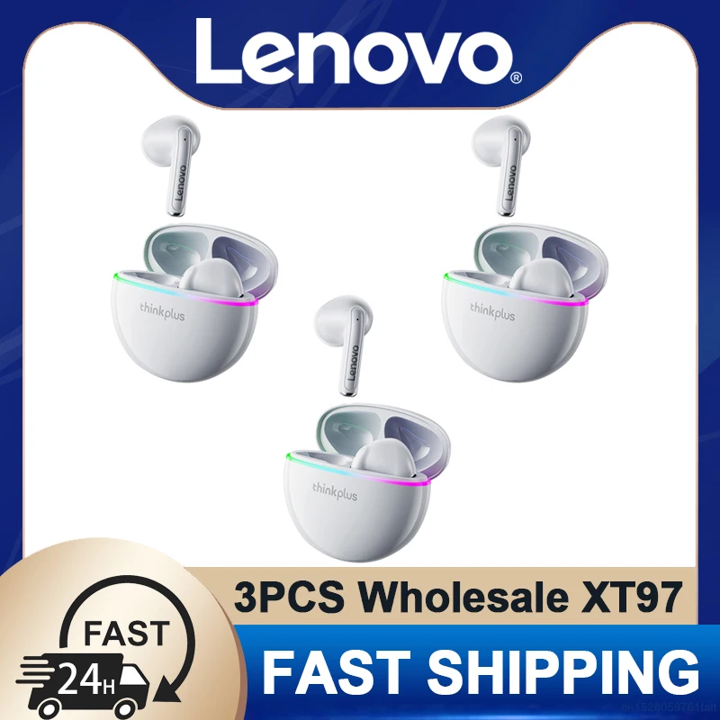 

3Pcs Wholesale Lenovo XT97 Earphone Wireless Bluetooth Noise Reduction Headphone Stereo HD Mic Call Touch Control Earbuds 250mAh