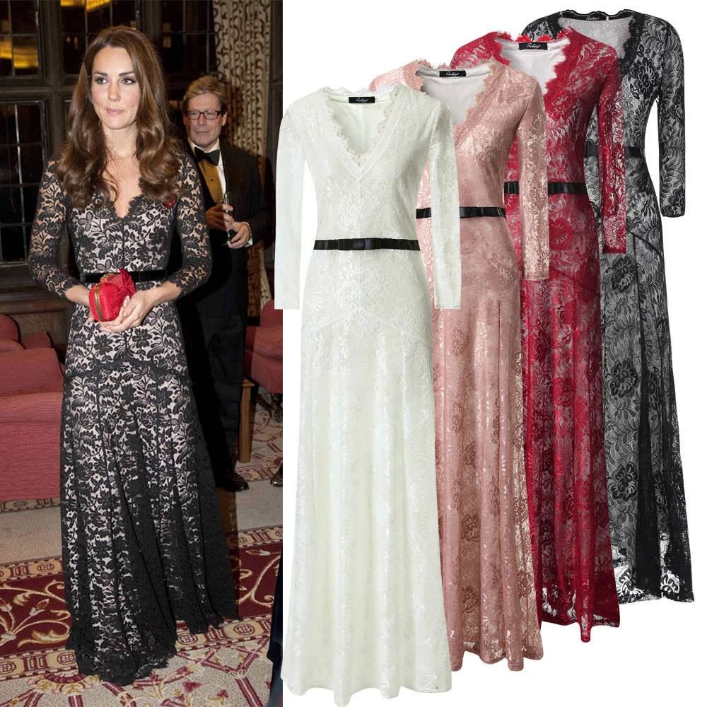 セクシーなレース長袖女神カクテルドレスブライダルマーメイドテールマキシドレスガウンイブニングドレスセレブドレスブライドメイドドレス