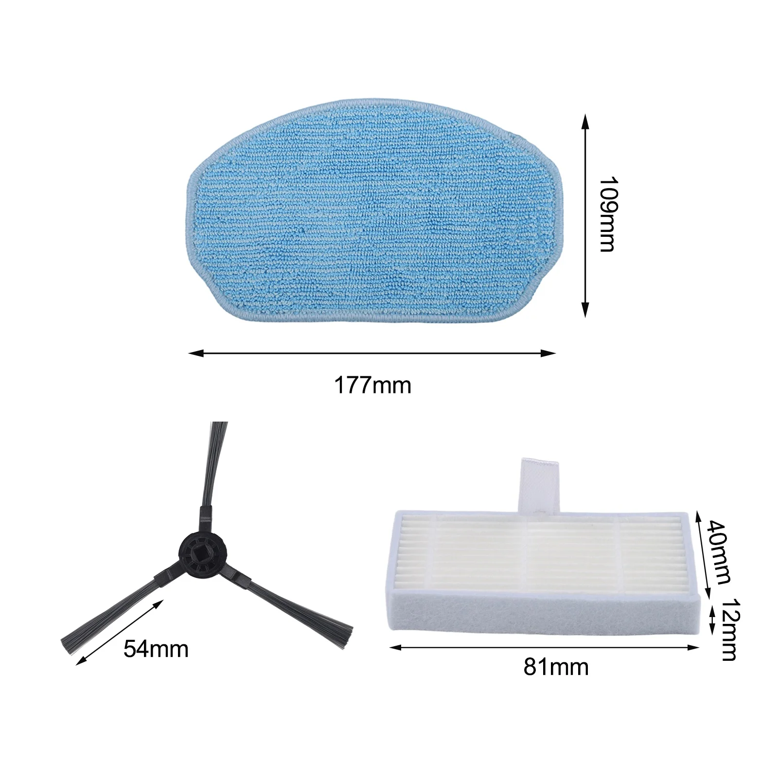 Side Brush Filter Mop Cloth Kit Compatible with For Conga M10 For Xtreme For bObsweep For Charlotte For BR151 Robot Vacuums