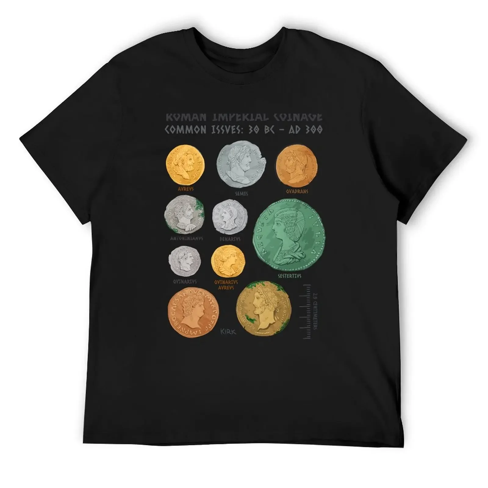 Roman Imperial Coin Chart T-Shirt basketball graphic tees vintage for a boy hippie clothes mens t shirt