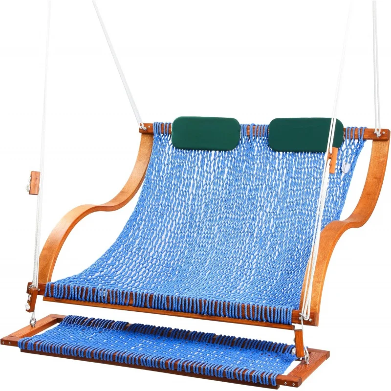 

2026 New： Porch Swing 2, Double Hammock Swing with Footrest & S-Armrest, Adjustable Hanging, Durable Rope Net&Thic