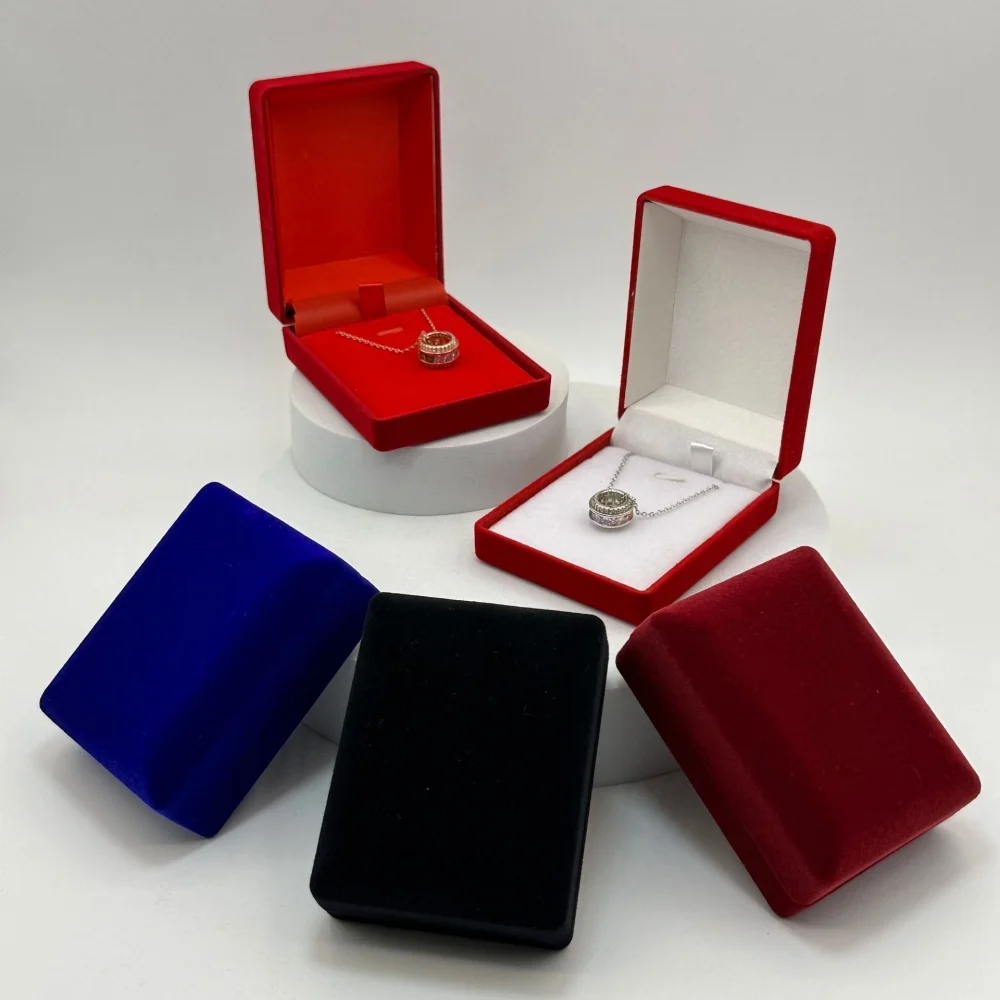 

Necklace Holder Box Compact Jewellery Packaging Case Velvet Necklace Box Multi Functional Square Jewelry Box For Dressing Table