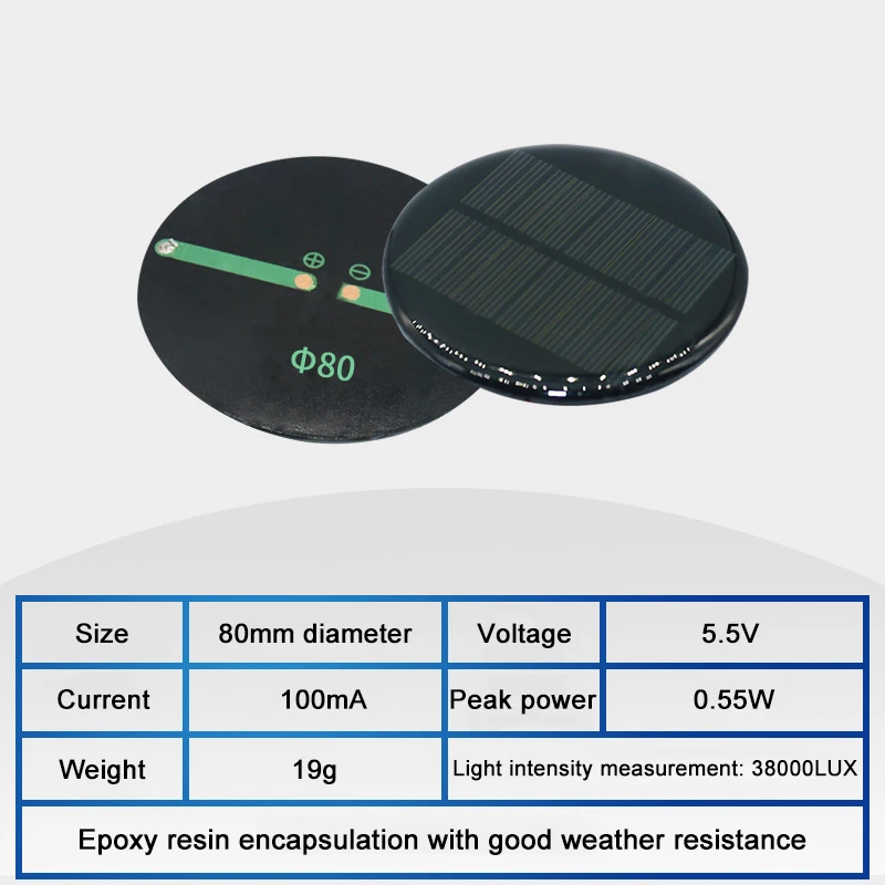 Mini 1PC  5.5V Mono/Poly Solar Panel Epoxy Board 50mA 60mA 100mA 110mA 200mA 350mA DIY Solar Cells for Battery Power Charger