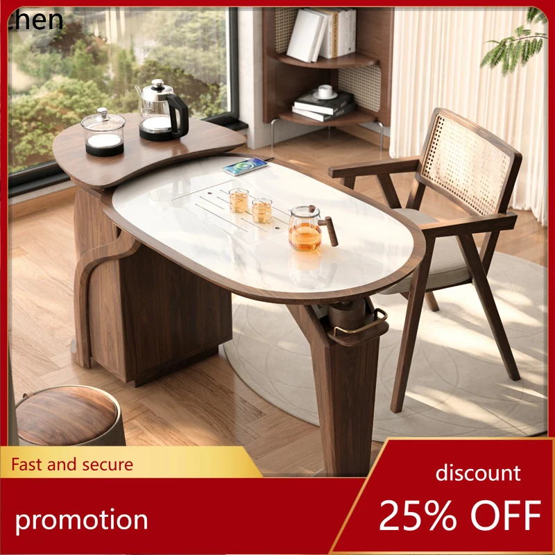 

HXL solid wood balcony tea table small apartment modern simple rock slab tea table