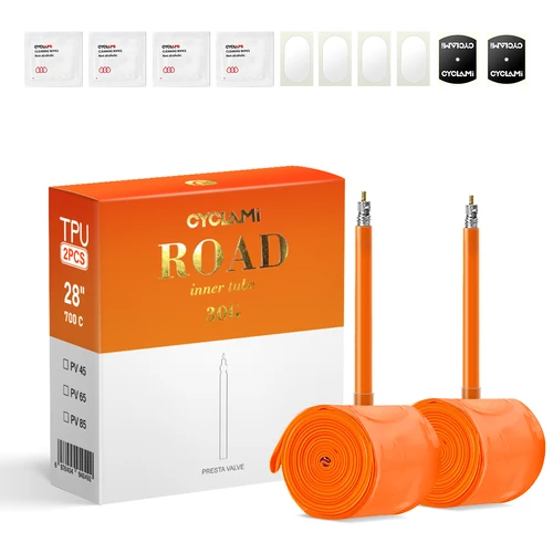 Tubo interior para bicicleta de carretera, tubo de TPU ultraligero, 700c, 18, 23, 25, 28, 30, 32c, 45mm, 65mm, 85mm, válvula francesa de ciclismo, nueva versión