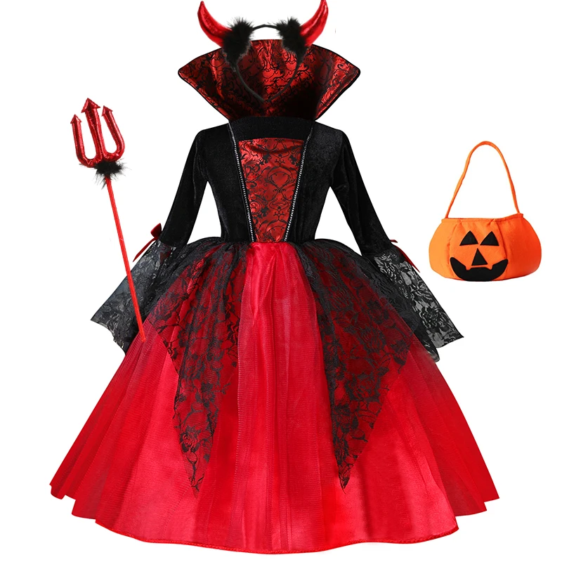 Halloween meisje cosplay vampier jurk voor kinderen spook bruid vampier kostuum vampiran carnaval feestoutfits Scarlet gotische kleding