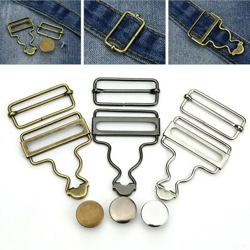 Conjunto de 2 suspensórios, fecho de fivela, rebites, grampos de metal, macacão de botão, calças jeans para fazer a mão faça você mesmo, costura de 25-45mm