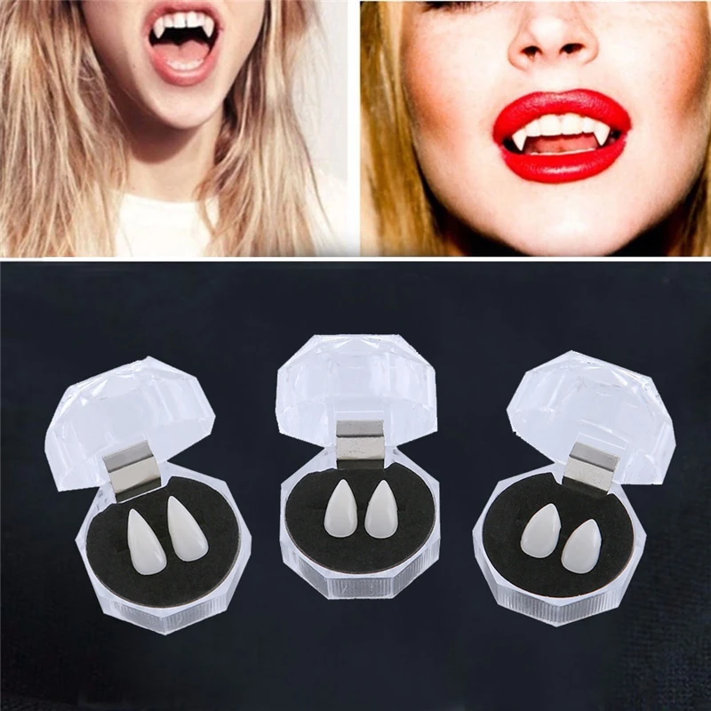 Vampire Teeth Fangs Dentures Props Halloween Costume Props False Teeth Solid Glue Denture Adhesive Halloween Party Decorhallowe