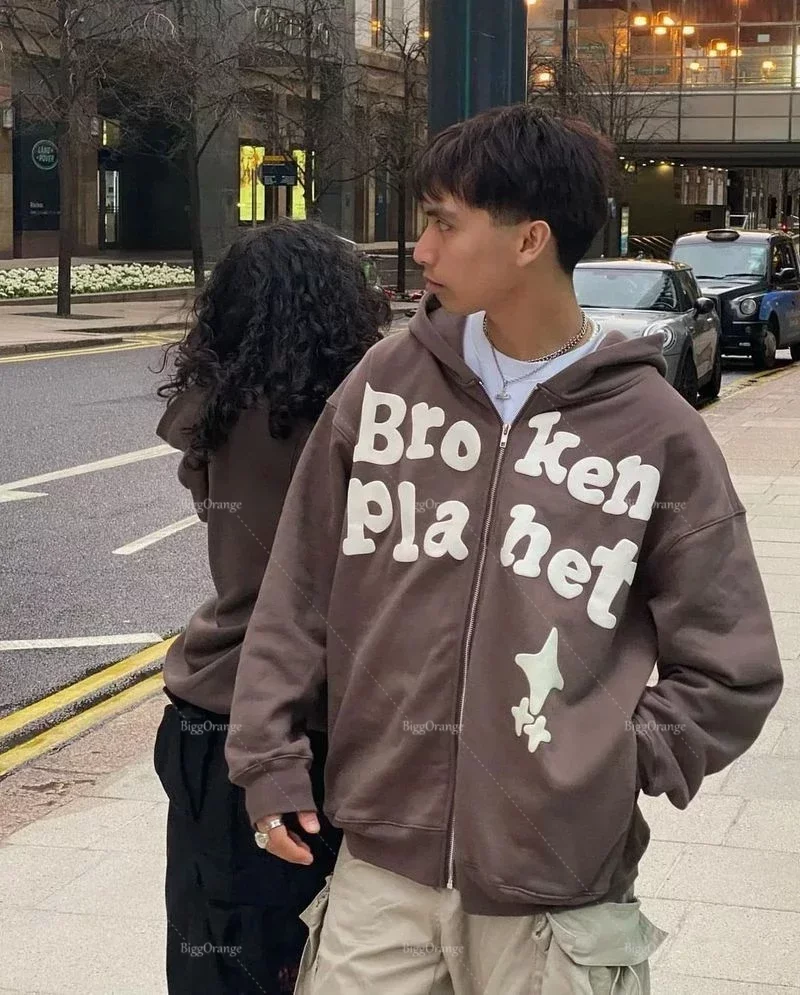 Letter Printed Hoodie Punk Fashion Sweatshirt Vintage Loose Harajuku Gothic Grunge Y2k Men's 2022 Tops streetwear Zip Up Hoodie