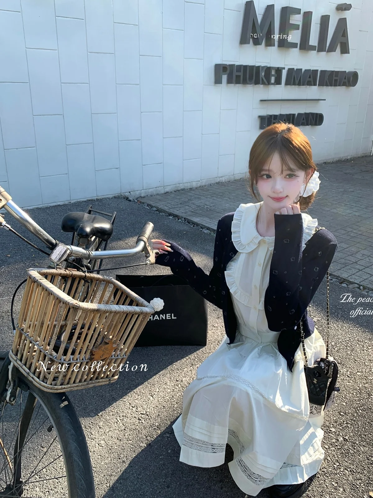 

Милый комплект из двух предметов: кружевная блузка без рукавов с воротником-стойкой и юбка-полусолнце, женская модная весенняя одежда из смесового хлопка