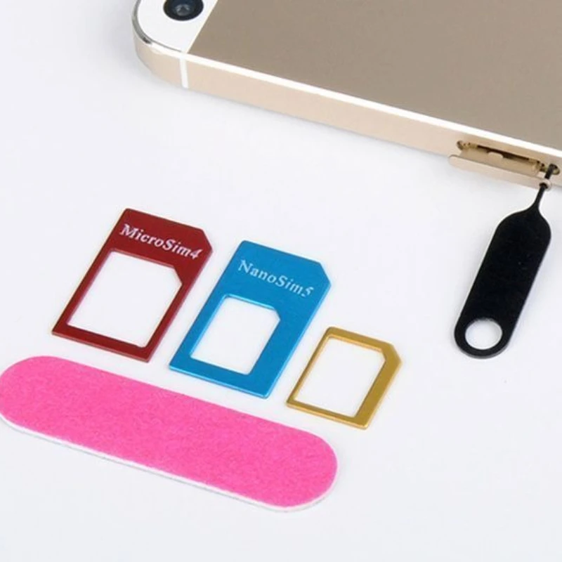 

100pcs 5 in 1 Nano Micro Standard SIM Card Adapter Kit Converter with Sandpaper and Eject Pin Needle For iPhone Samsung Phone
