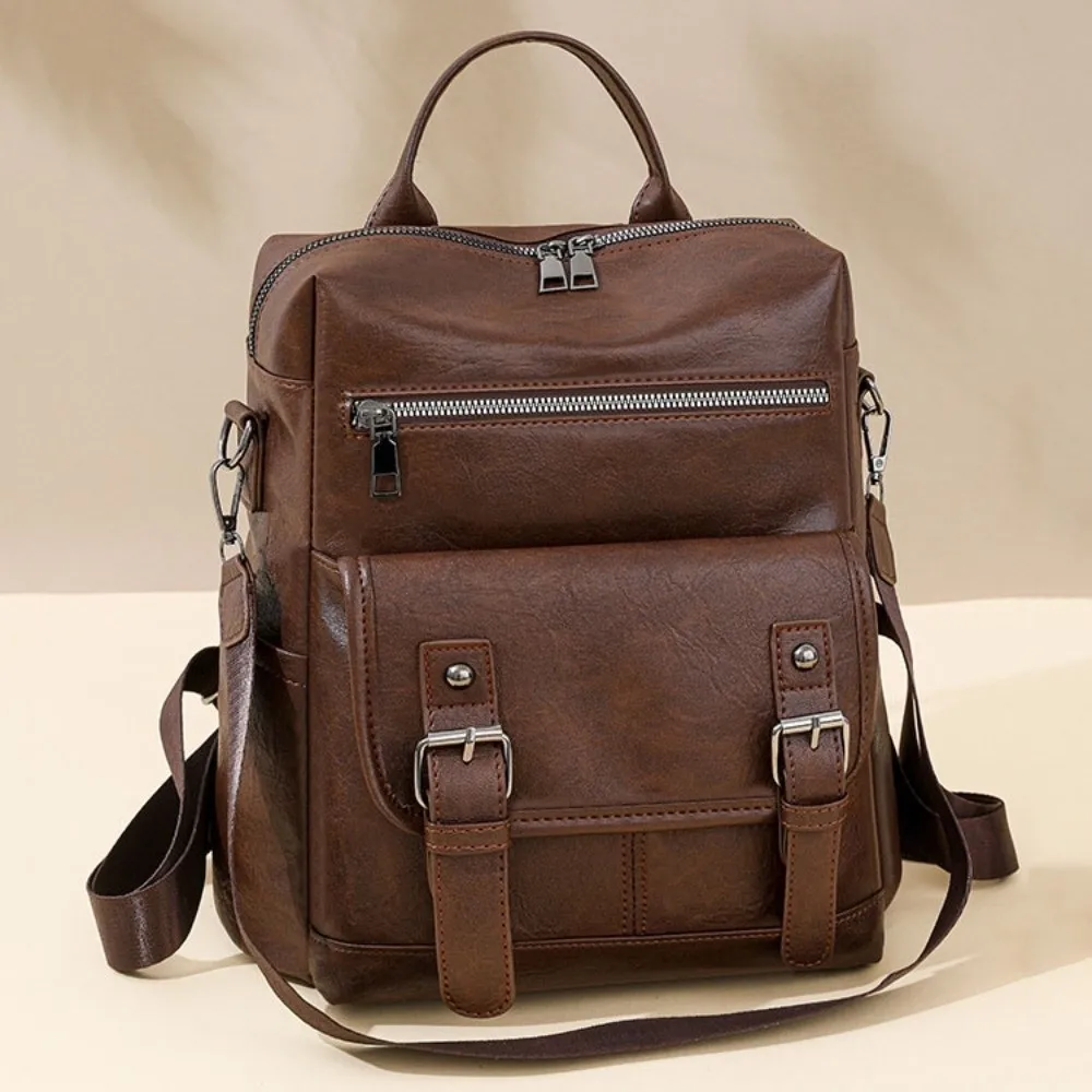 

PU Peather Student Backpack Multifunctional Large Capacity Student School Bag Anti Splash Water Soft Mommy Shoulder Bag