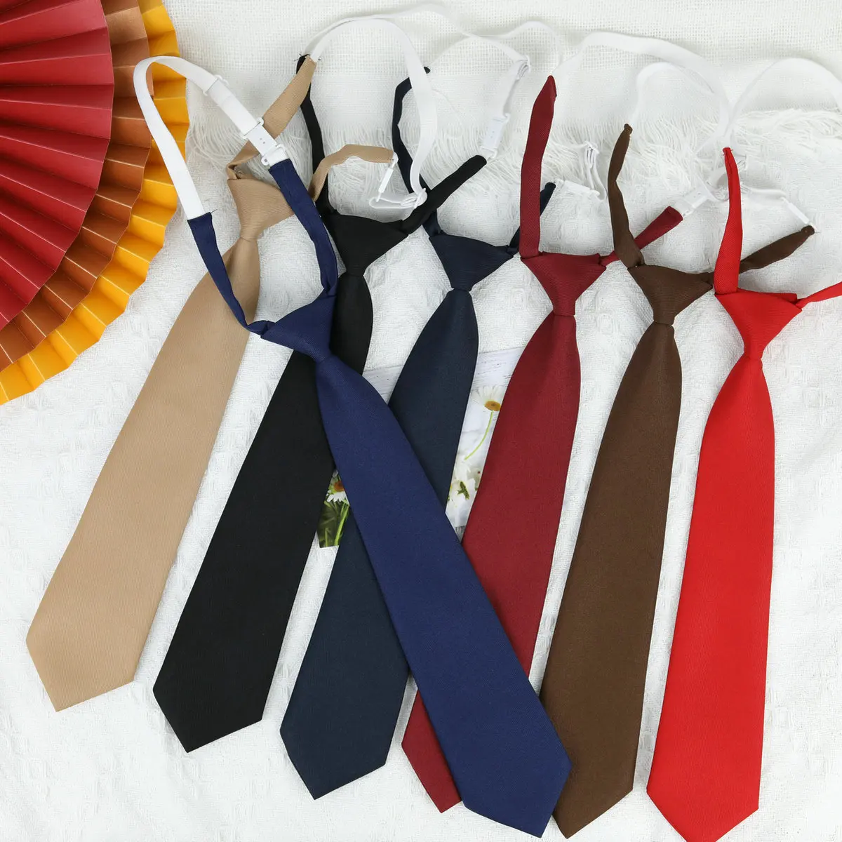 Krawat Lazy JK Mały Czarny Bordowy Jednolity Ciemnoniebieski Koreański Damski Słodki Dziewczęcy Uczennica Podstawowy Styl Mundurek Szkolny Klasyczne Krawaty