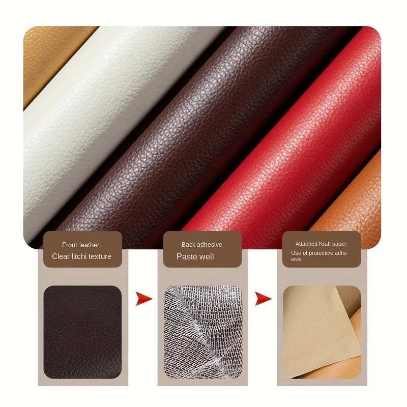 Fix Renew Self Adhesive Leather Repair Patch High Viscosity PU Leather Stickers Decal for Bed Couch Car Motorcycle Seat Sofa