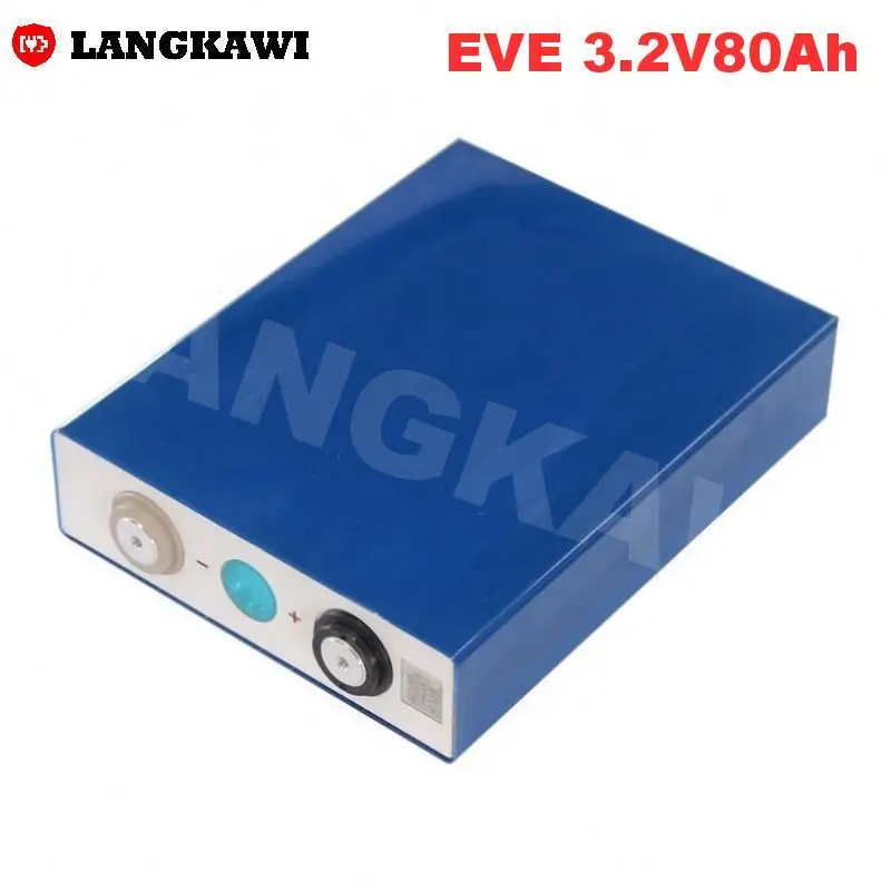 EVE 3.2V 80Ah LF80 LiFePO4 LFP Rechargeable Battery Cells with M6 Threaded Hole for Electrical Vehicle EVbus