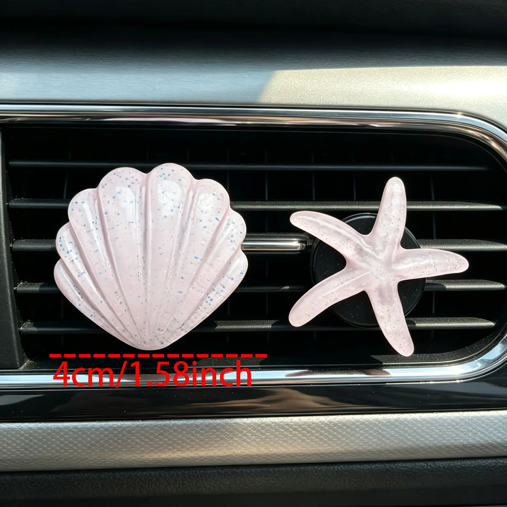 2pcs Set Cute Starfish Shell Combination Car Air Freshener Diffuser Clip,Ocean Style Car AC Vent Ornament,Decor for Car Interior