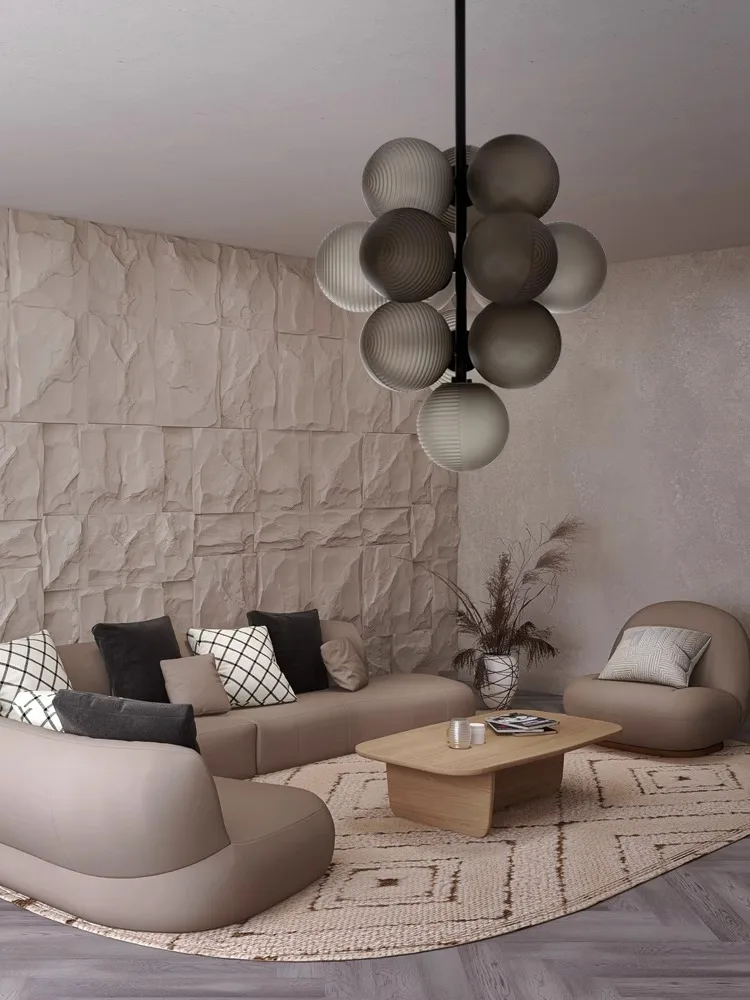 

Post-Modern Grape Creative art Purple Ripple Ball LED Hanging Chandelier Lighting,Suspension Indoor fixture for Living Room