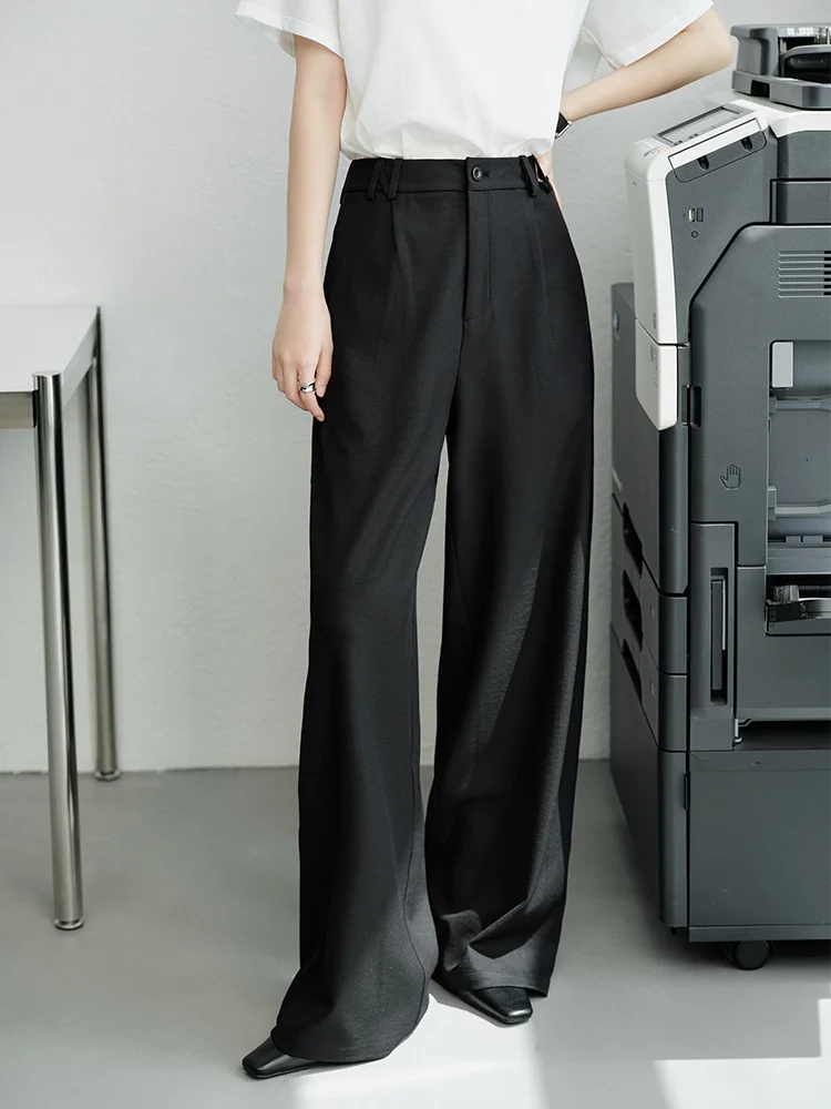 

Meiyang Casual Straight Leg Pants Sun Protection UPF50 Commute High Waist Long Polyester Fiber Simple Sle Zipper Detail