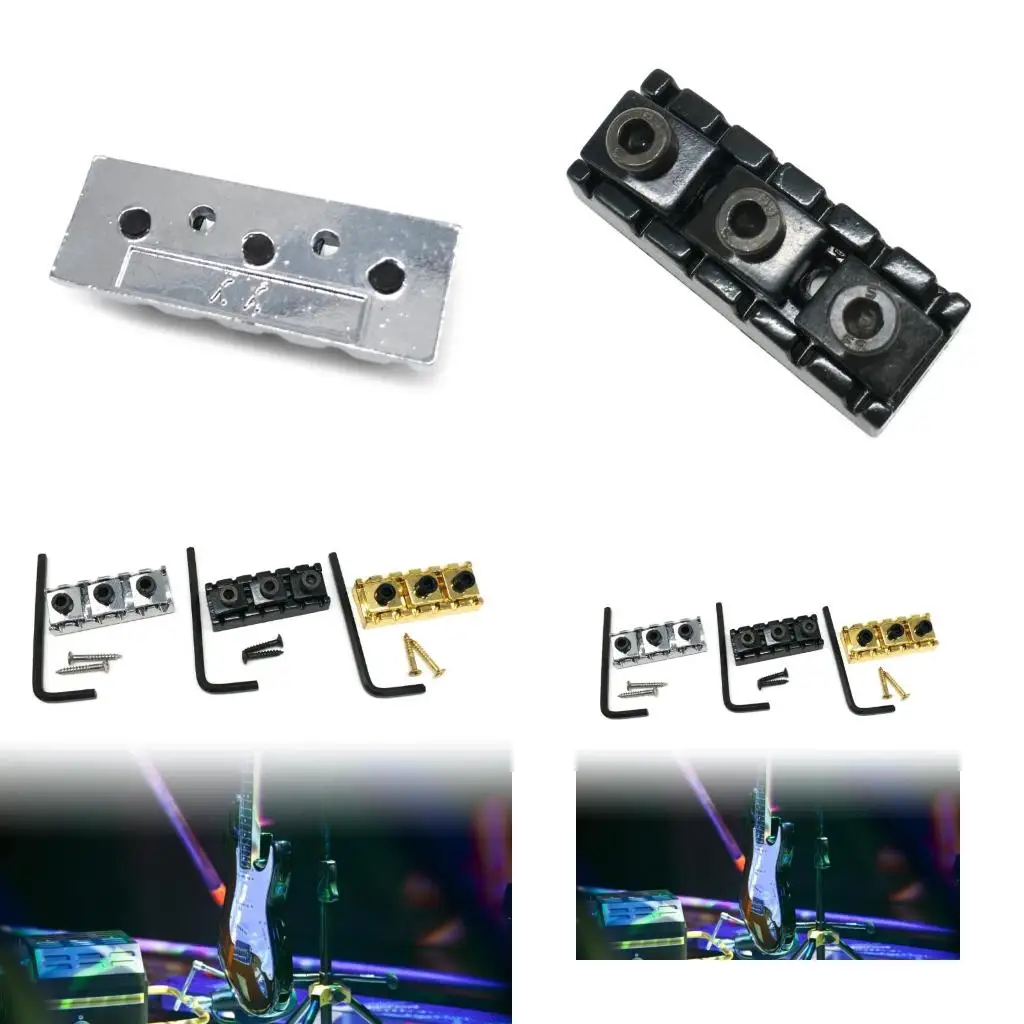 Q39E 43mm 6 Strings Electric Guitar String Locking Nut with Mounting Screws & Wrench