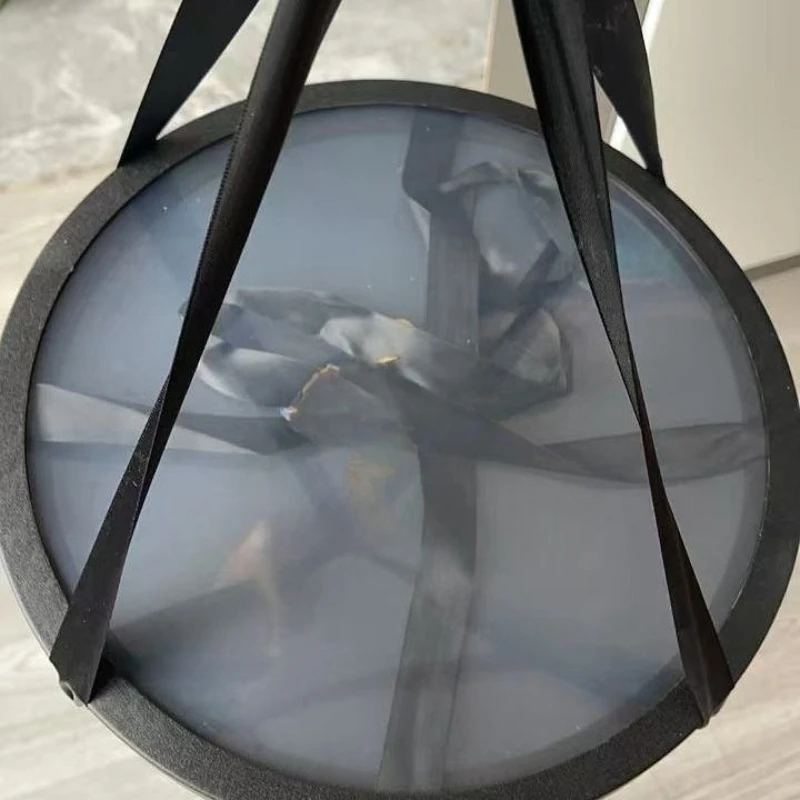 

Waterproof plastic with portable rope gift box round transparent set two flower arrangement box winter four-piece gift box