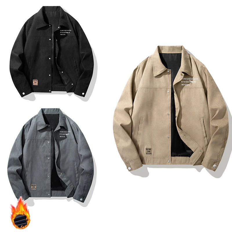 

Men's Outdoor Sports Leisure Trendy Handsome Spring and Autumn Jacket Comfortable Breathable Windproof Warm Jacket with Velvet