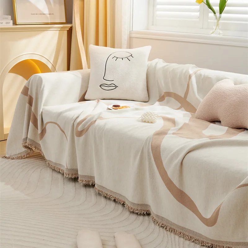 Nordic Tassel Knitted Blanket Solid Fringe For Bed Travel Sofa Shawl Throw Large Size Air Conditioner