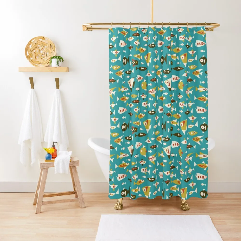 

Retro Fish Pattern shirt Shower Curtain Waterproof Shower Toilet Accessories Bathroom Shower Set Elegant Bathroom Curtain