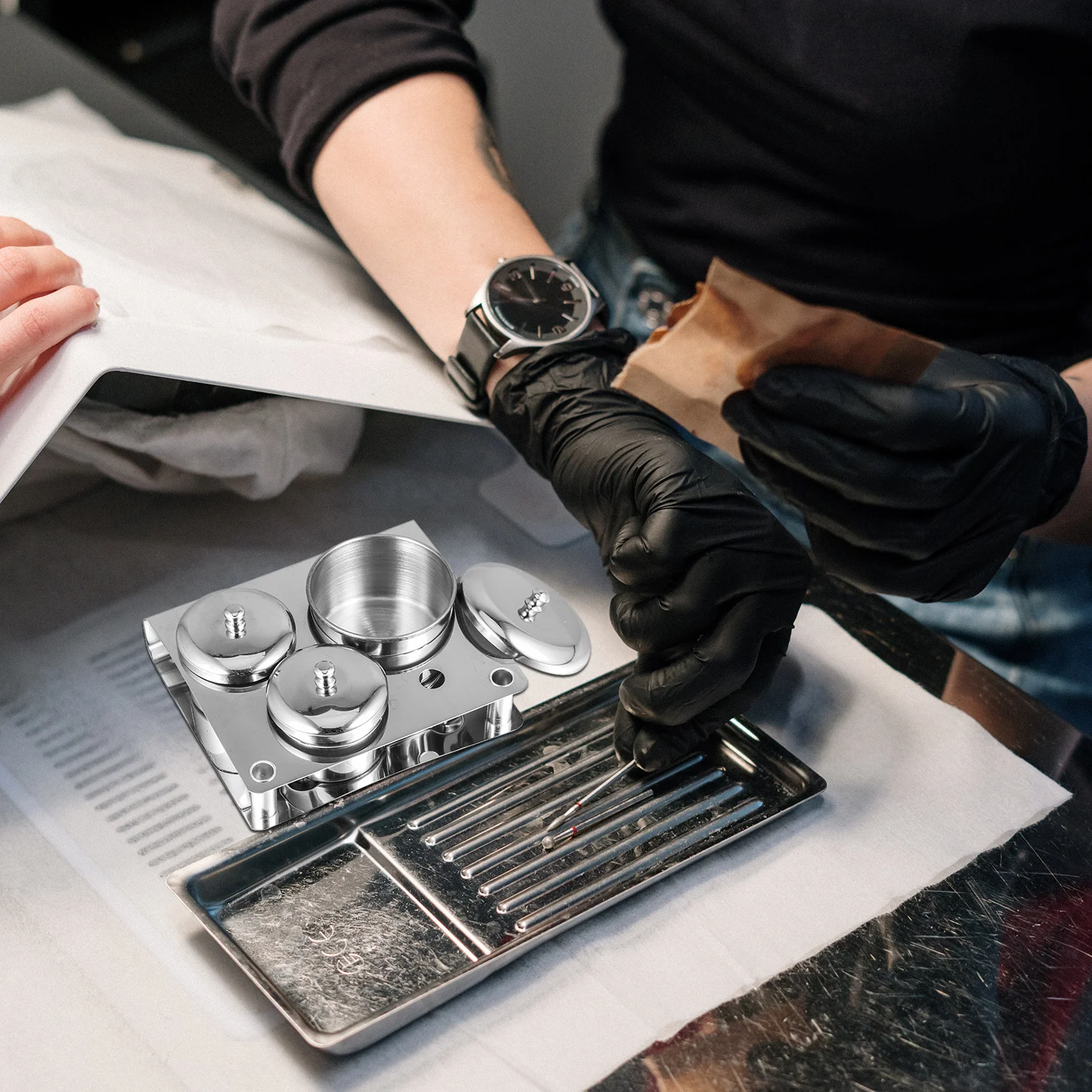 3 Stück Nagelkristallbecher, hochglänzend, kompakte Größe mit Deckel, Acryl-Flüssigpulverbehälter für Maniküre, Nagelkunst, Salon