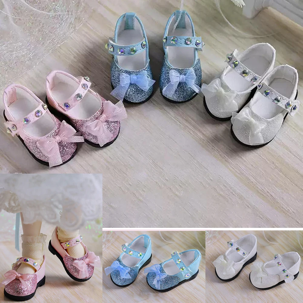 D09-P972  handmade toy 1/6 gl bjd/sd Doll shoes Round bow sequined shoes 1pair