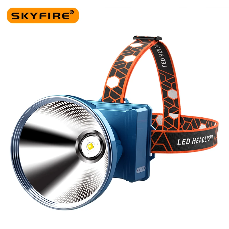 SKYFIRE Super Bright SST90 Headlamp Rechargeable Spotlight with Battery Powered Headlight for Outdoor Camping Fishing SF-316