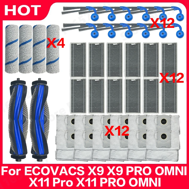 

For ECOVACS X9 X9 PRO OMNI/X11 Pro X11 PRO OMNI Spare Parts Main Side Brush Hepa Filter Rag Dust Bag Accessories