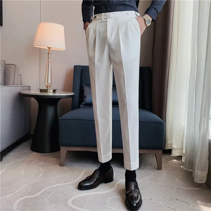 

Men's Suit Pants Spring New British Business Dress Pants Solid Color Casual Slim Fit Trousers Streetwear Costume Homme