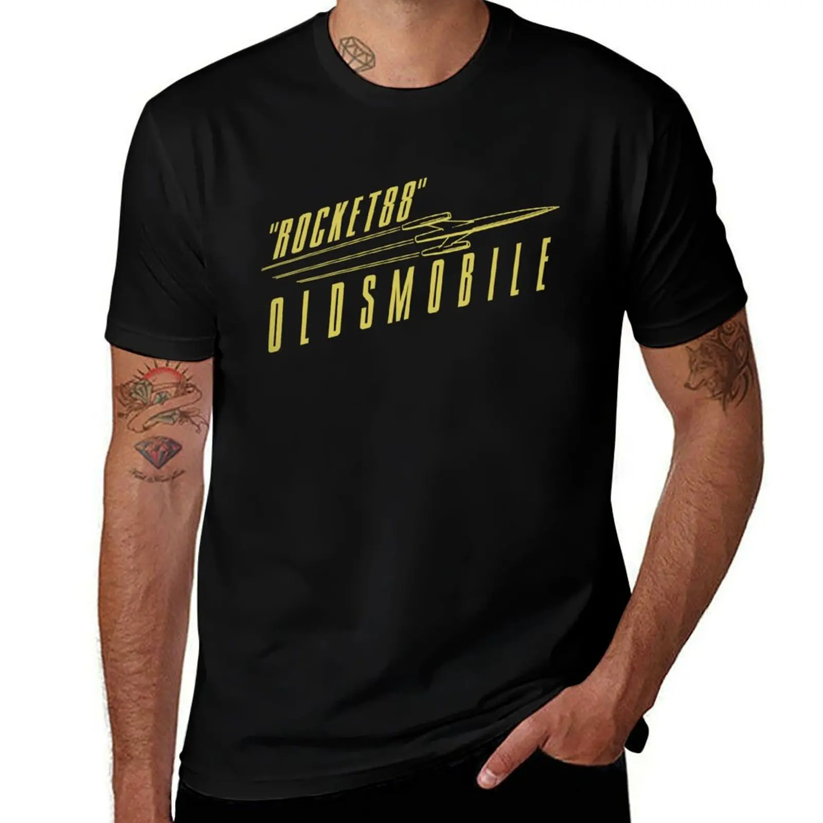 Oldsmobile Retro Rocket 88 Charcoal Gra T-Shirt anime tshirt designer shirts sublime mens clothing