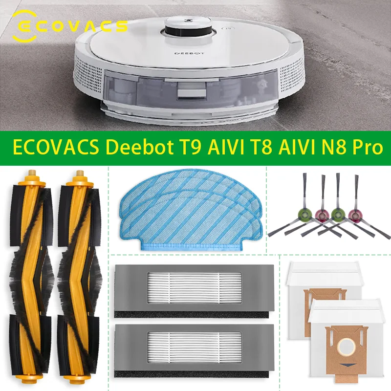 Accesories For ECOVACS Deebot T9 AIVI T8 AIVI N8 Pro dust bag Parts Main Side Brush HEPA Filter Robot Vacuum Cleaner Replacement