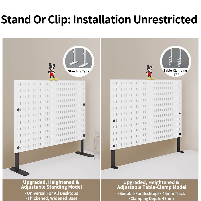 Pegboard Desktop Storage Shelf: Vertical Partition For Office, Home, Desk And Dorm, Tabletop Rack With Drill-Free Accessories