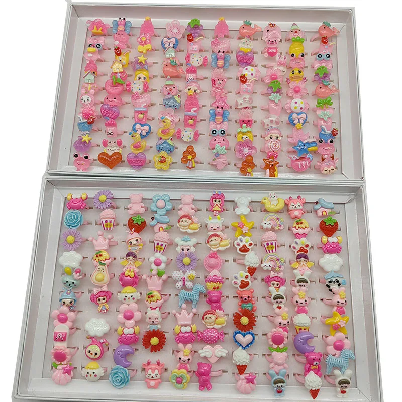 100 ชิ้น/ล็อตโรงงานขายส่งใหม่ผสมสไตล์เปิดปรับเด็กแหวนน่ารักสัตว์ Little Girl คอสเพลย์เครื่องประดับของขวัญ