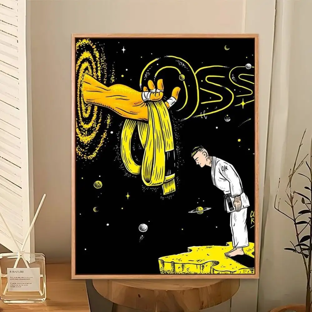 B-Brazilian Jiu Jitsu BJJ  Poster Perfect Space Sticker Self Adhesive for Office Home Theater Wall Art Decor Fancy Gift