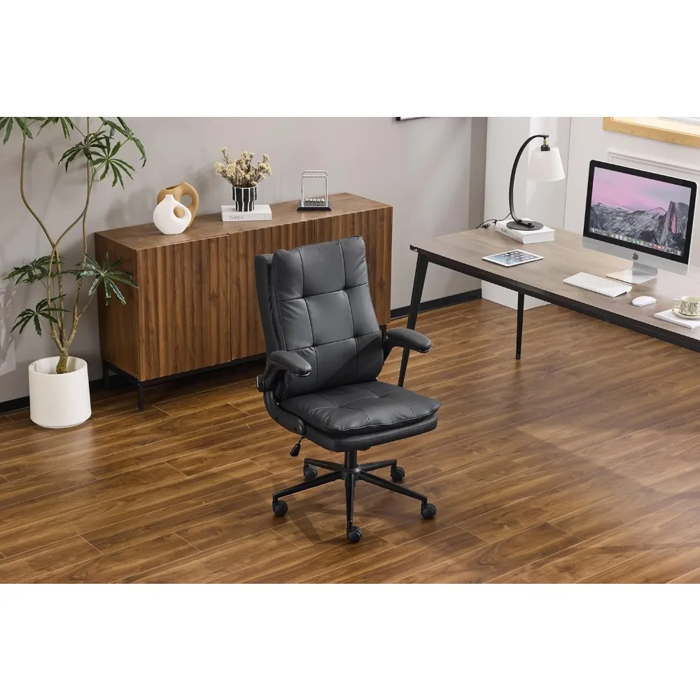 Ergonomic High-Back Leather Office Chair with Adjustable Features and Dual Base, Suitable for Computer Gaming