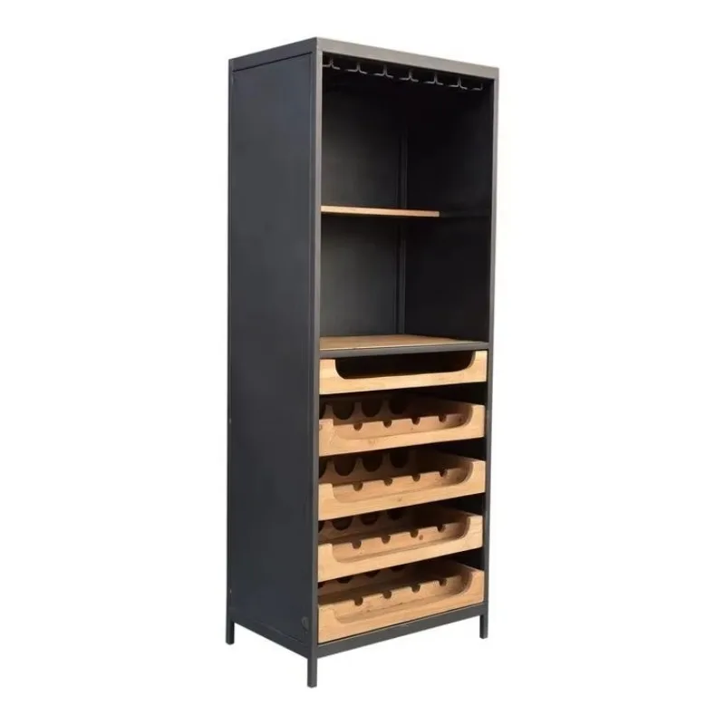 

Wine rack storage cabinet high quality metal wood commercial bar furniture wine cabinet