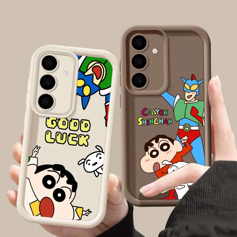 Crayons Boy S26 Ultra Case For Samsung Galaxy S26 S25 S24 S22 S23 Ultra S21 Plus S20 FE Camera Protection Soft Cover Shin-chans