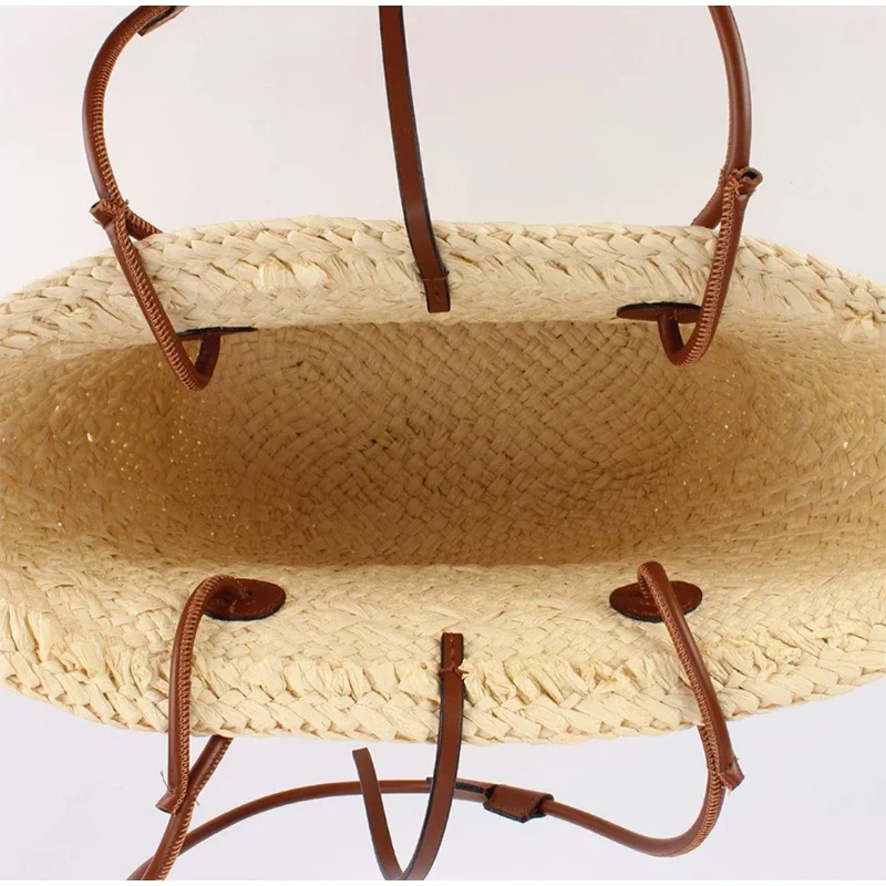 Neue Schulter Tasche Handgemachte Stroh Gewebt Große Kapazität Marke Hochwertige Korb Tasche Sommer Strand Urlaub Mode Handtasche Forwomen – Detail 28