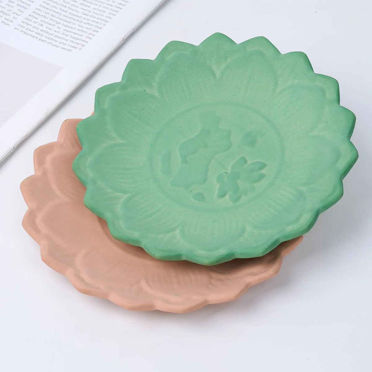 3D Lotus Tray Silicone Mold DIY Coaster Plaster Resin Vase Base Making Storage Plate Homemake Craft Desk Decor Casting Tools