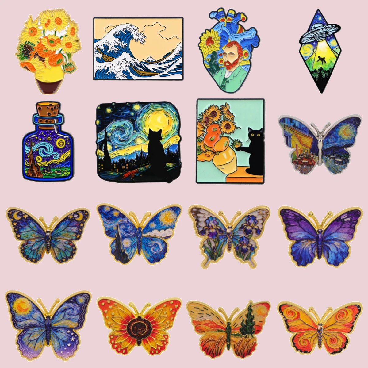 

Van Gogh Starry Night Enamel Brooches Artistic Butterfly Lapel Pins Badge on Backpack Clothing Fashion Jewelry Accessories Gift