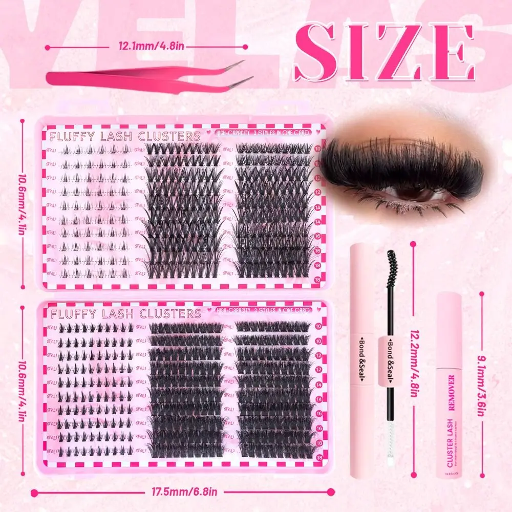Picture 7: Natural Look False Eyelashes Bond and Seal Cluster Design DIY Lash Extension Kit Wispy Style 3D Faux Mink Lash