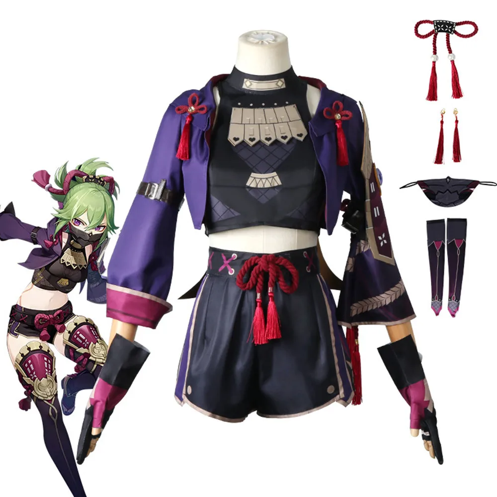 Anime Genshin Impact Kuki Shinobu Cosplay Trajes para Mulheres, Roupas de Halloween