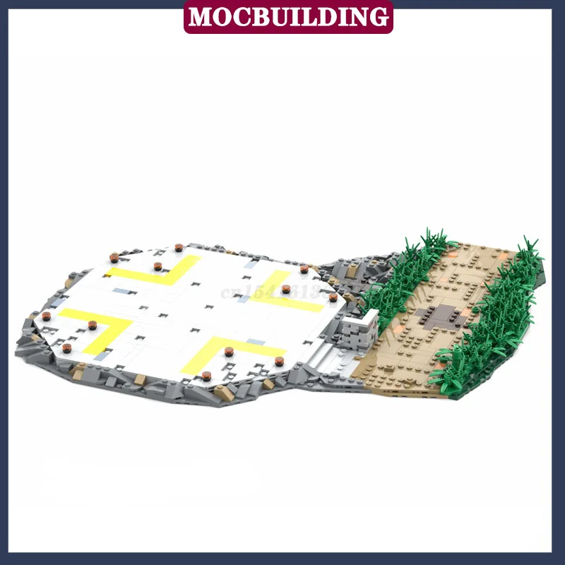 MOC Street View Building Helicopter Landing Pad Model Building Block Assembly Movie Plant Concrete Mud Collection Series Toy