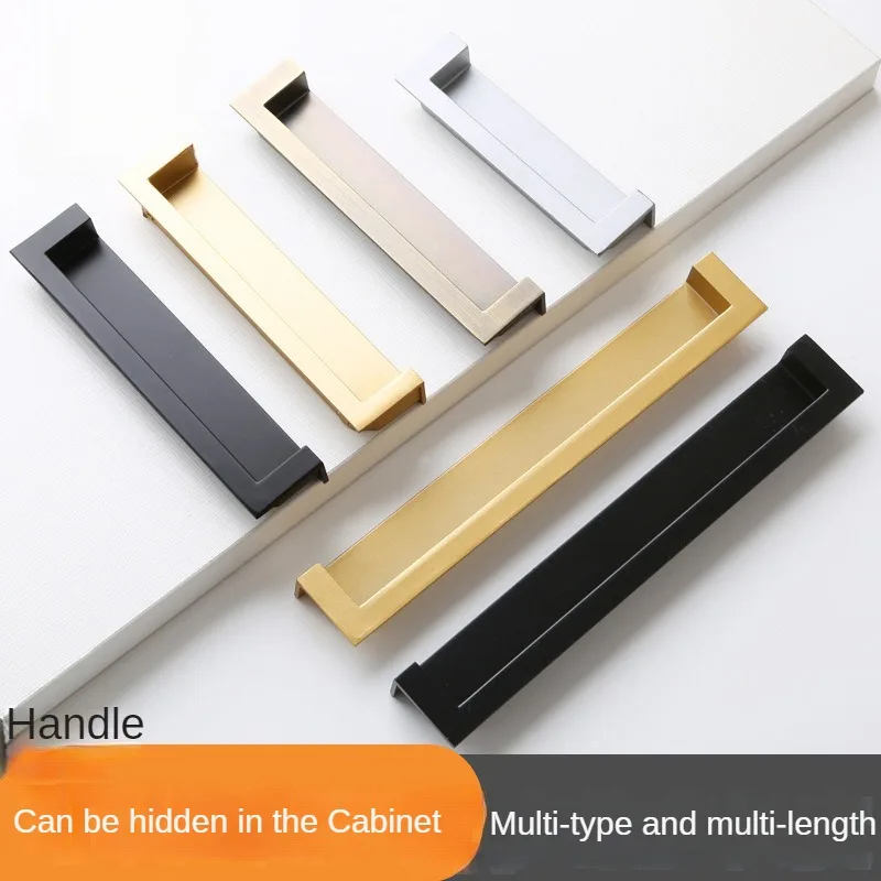 Invisible wardrobe door handle Cabinet sliding concealed with grooves built-in sliding door drawer flat handle latch